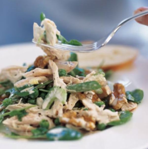 Shredded chicken salad with sherry dressing