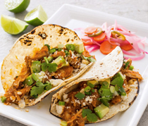 Shredded chicken tacos (Tinga de pollo)