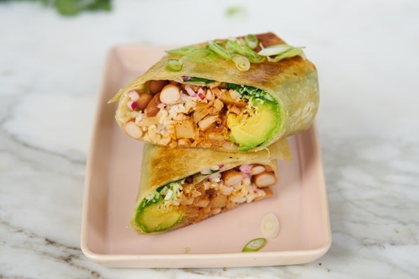 Shredded jackfruit burritos