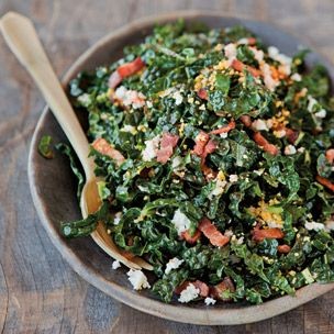 Shredded kale salad with pancetta & hard-cooked egg