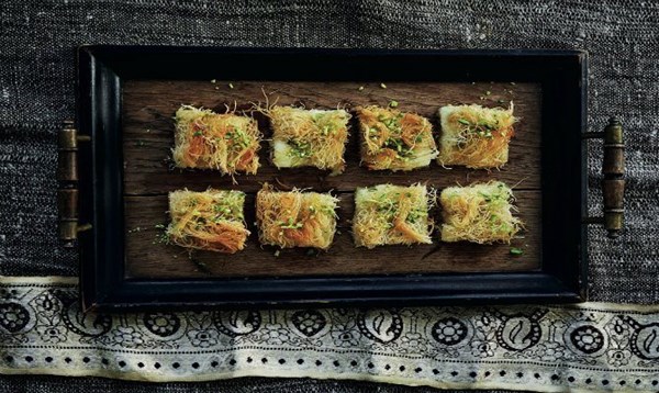 Shredded pastry filled with cheese in lemon syrup (Konafa / Kunefe / Kadayif)