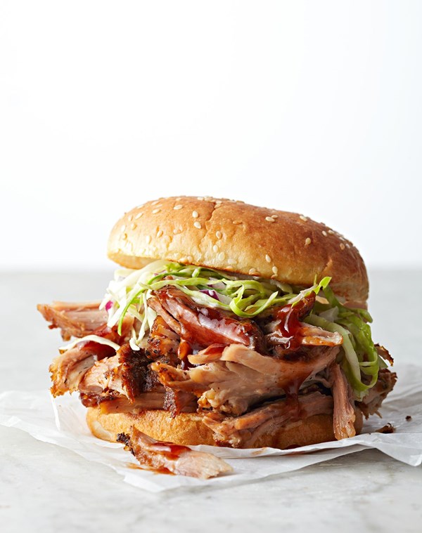 Shredded pork roast sandwiches