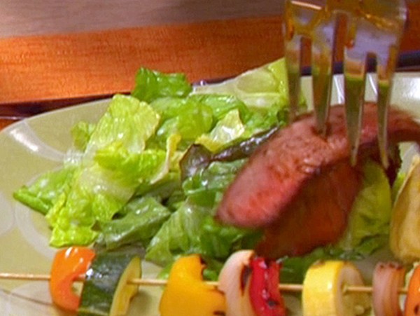 Shredded red leaf salad with creamy red wine vinaigrette