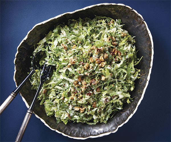 Shredded romaine and cucumber salad with yogurt dressing