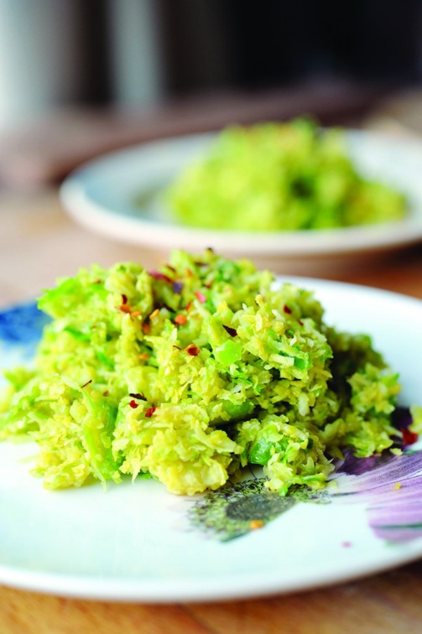 Shredded sprouts with truffle oil