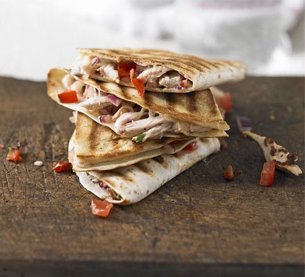 Shredded turkey quesadillas
