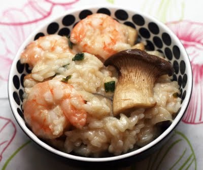 Shrimp & king oyster mushroom risotto
