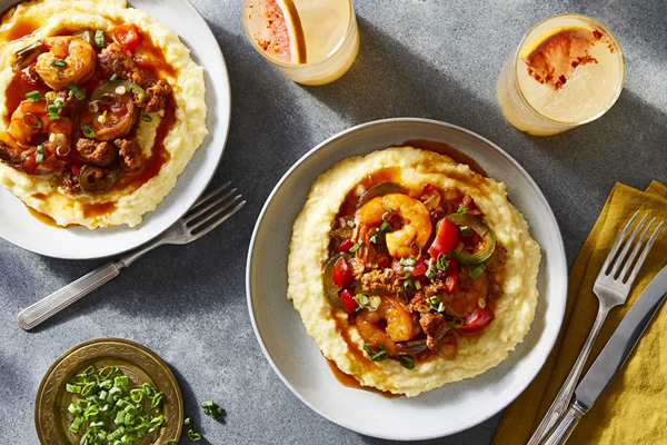 Shrimp & masa grits with chorizo
