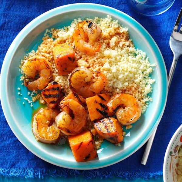 Shrimp & sweet potato skewers