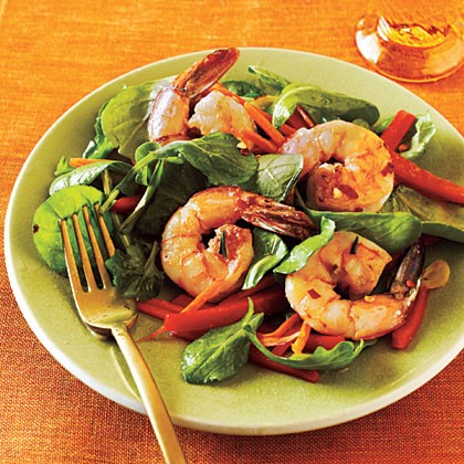 Shrimp and arugula salad
