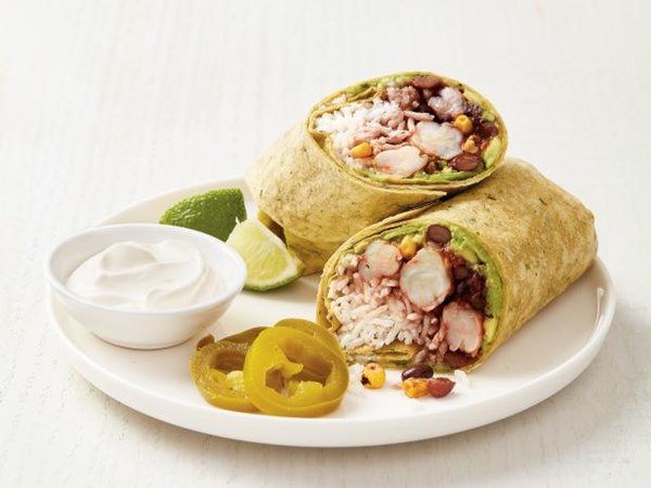 Shrimp and avocado burritos
