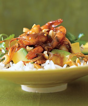 Shrimp and avocado in tamarind sauce