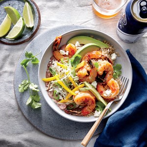 Shrimp and bean burrito bowl