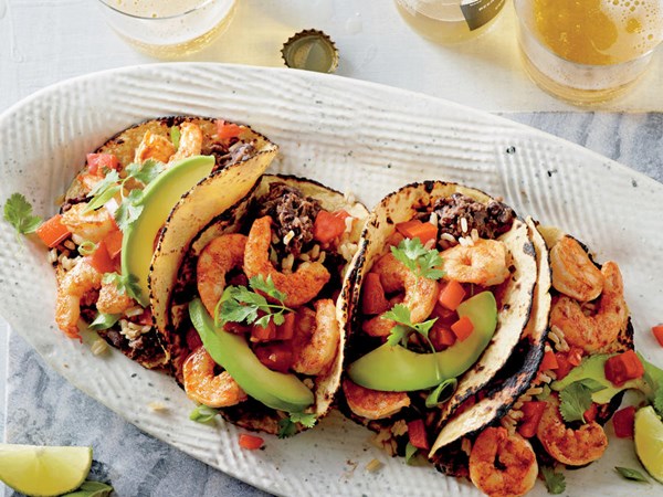 Shrimp and black bean tacos