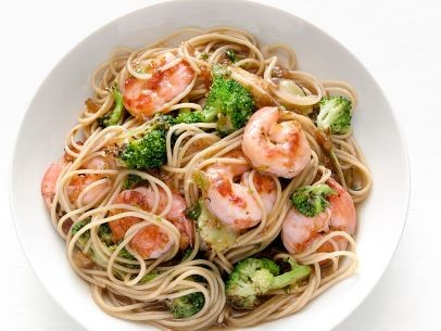 Shrimp and broccoli lo mein