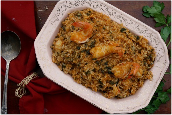 Shrimp and brown rice risotto