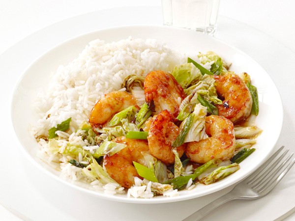 Shrimp and cabbage stir-fry