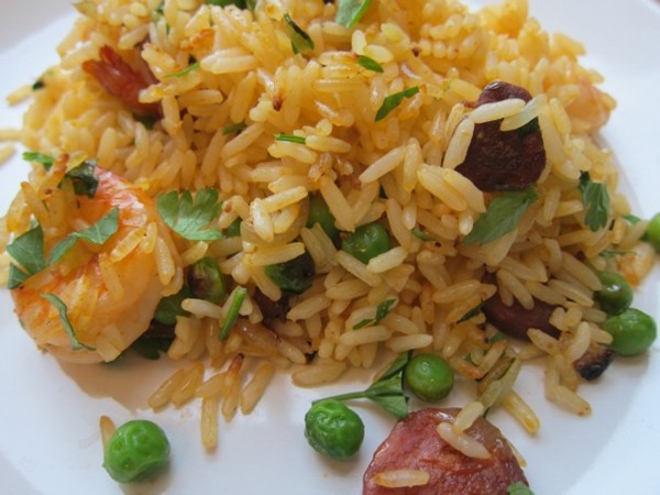 Shrimp and chorizo lazy paella