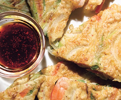 Shrimp and green onion pancakes