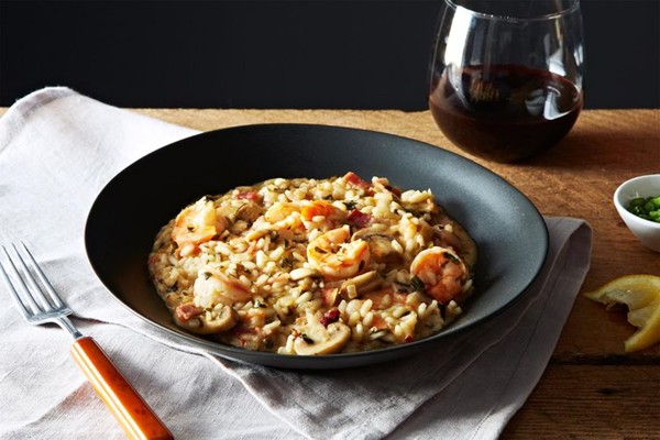 Shrimp and grits style risotto
