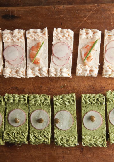 Shrimp and herb canapés