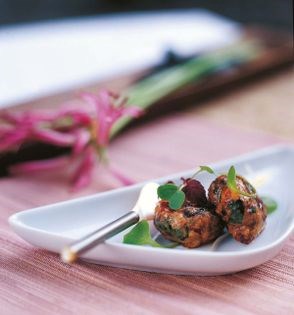 Shrimp and kailan caillettes with horseradish