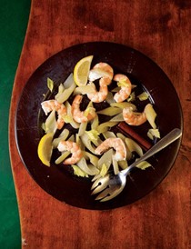 Shrimp and pickled celery