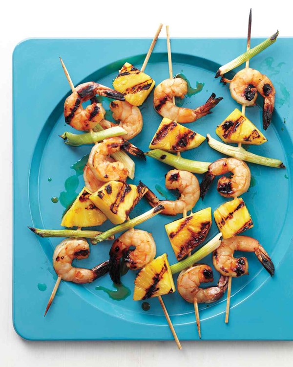 Shrimp-and-pineapple skewers
