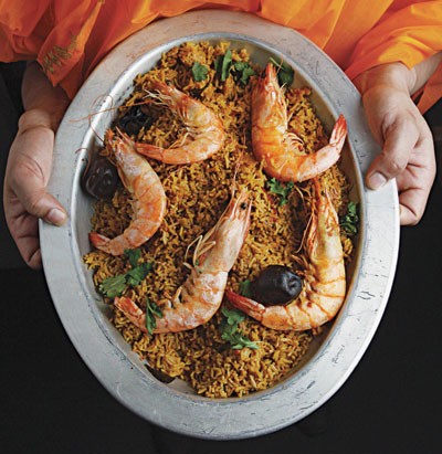 Shrimp and rice pilaf (Machbuss rubian)