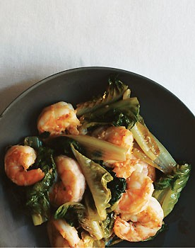 Shrimp and romaine stir-fry