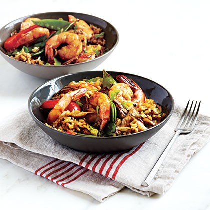 Shrimp and shiitake rice bowl