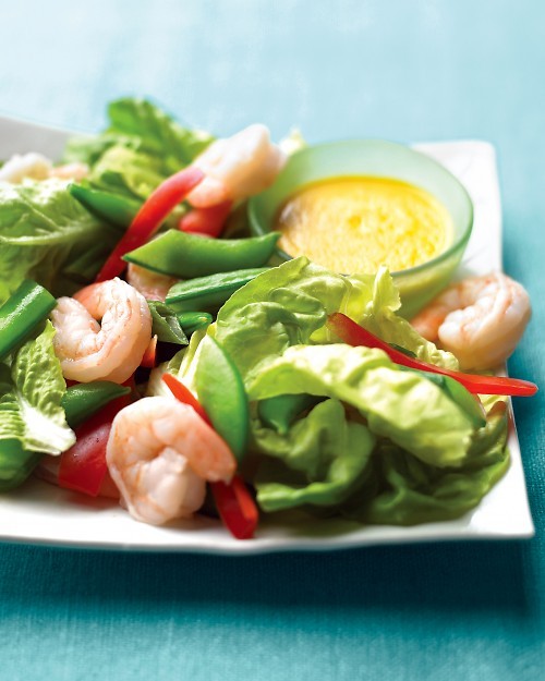 Shrimp and snap pea salad with ginger dressing