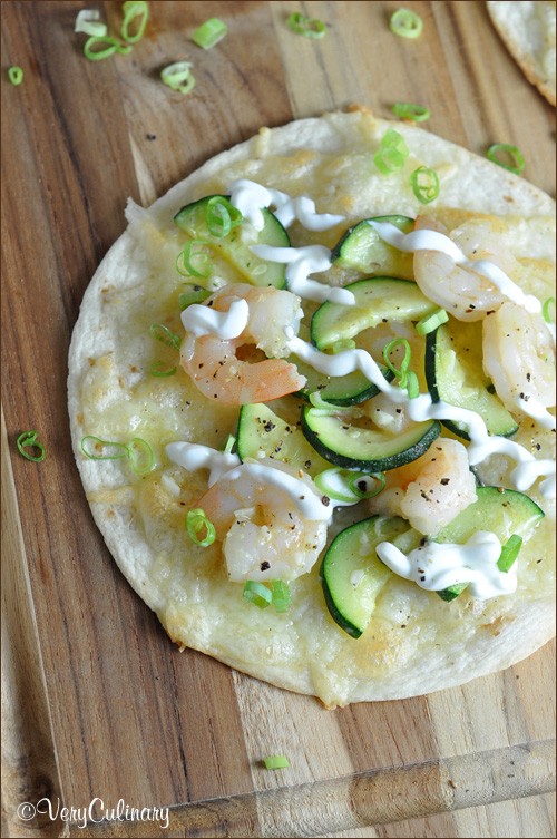 Shrimp and zucchini tostadas