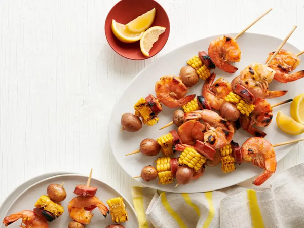 Shrimp boil kebabs