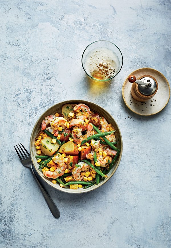 Shrimp boil vegetable bowls 