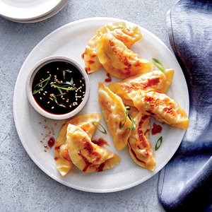 Shrimp, cabbage, and carrot potstickers