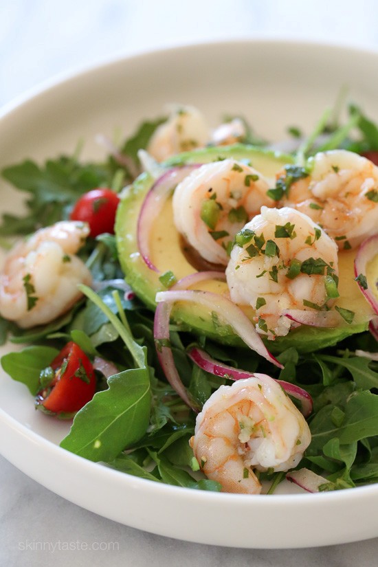 Shrimp ceviche and avocado salad