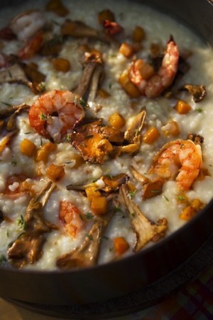 Shrimp, chanterelle & pumpkin risotto