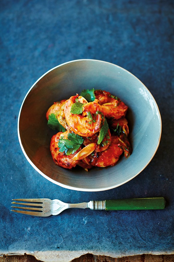 Shrimp, chile and potato salad
