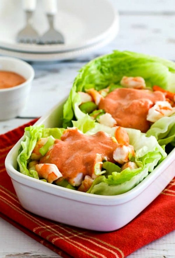Shrimp cocktail lettuce cups 