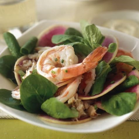 Shrimp, crab & mâche salad