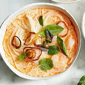 Shrimp curry noodle bowl