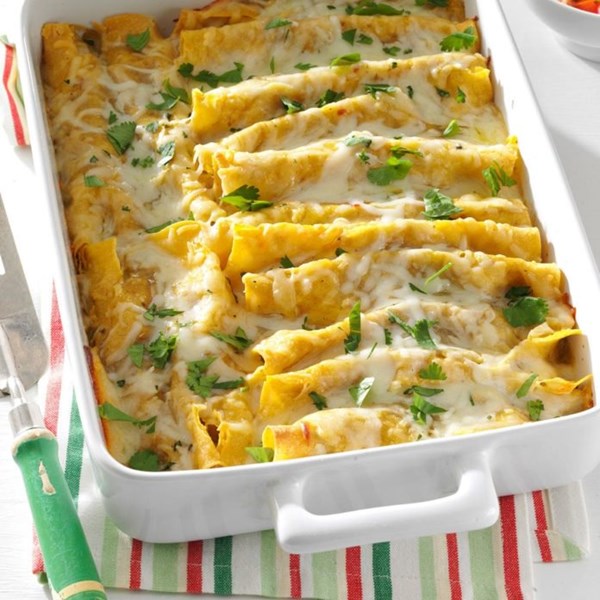 Shrimp enchiladas with green sauce