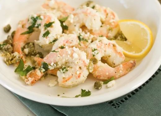 Shrimp for a small kitchen (shrimp with capers, lemon, and feta)