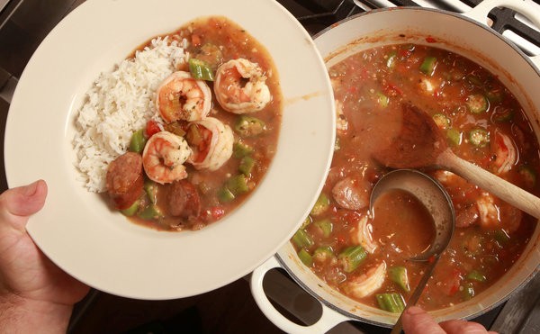 Shrimp gumbo with andouille sausage