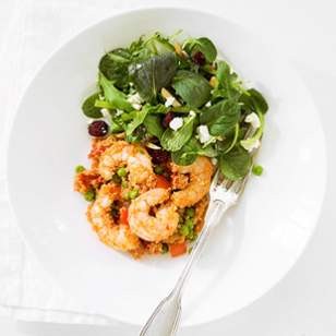 Shrimp, ham & pepper couscous