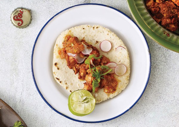 Shrimp in adobo taco filling