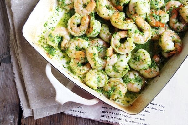 Shrimp in green sauce