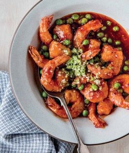 Shrimp in mild tomato chili sauce (Ebi no chiri so-su)