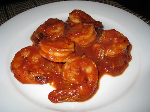 Shrimp in salsa (Camarones en salsa)